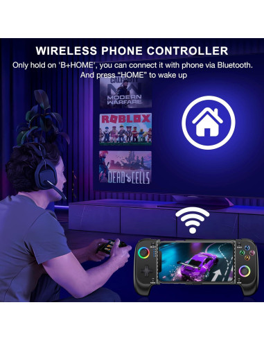 Controlador Inalámbrico para Móvil NinjaPlusOX - Joystick Hall, Compatible con iPhone/Android