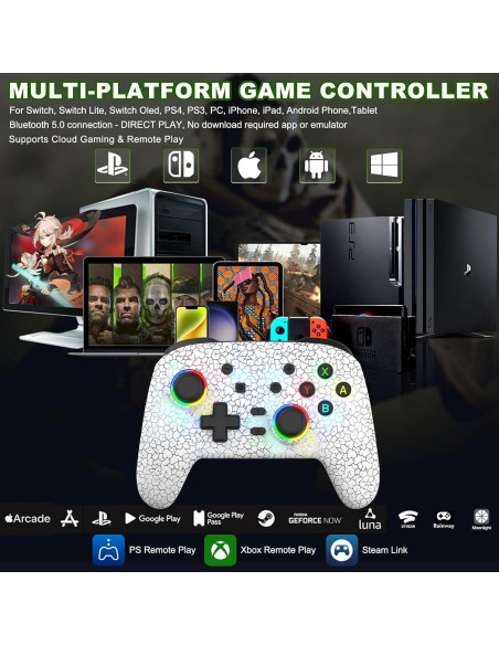 Controlador Inalámbrico arVin para Switch/PS4/PC - RGB 9 Colores