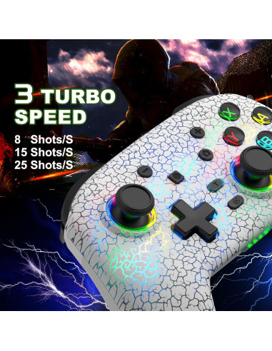 Controlador Inalámbrico arVin para Switch/PS4/PC - RGB 9 Colores