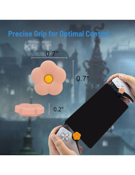 Agarradores de Pulgar Flor Naranja MEEFIX para PS Portal - 4 Pcs