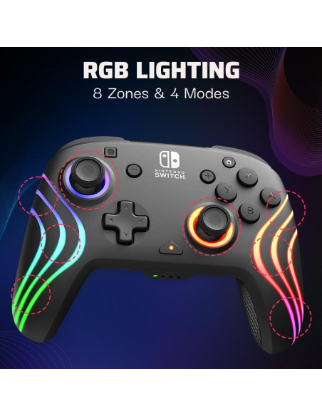 Controlador Inalámbrico RGB Afterglow Wave PDP - Nintendo Switch