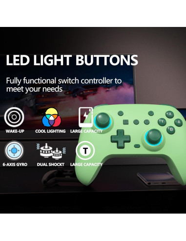 Controlador Pro SZYUYU para Switch y PC con LED RGB y Turbo