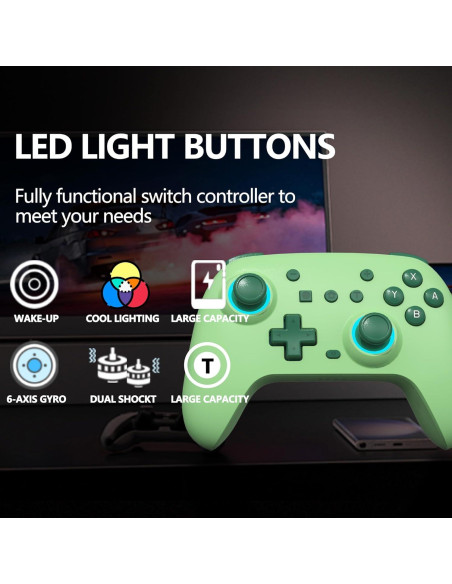 Controlador Pro SZYUYU para Switch y PC con LED RGB y Turbo