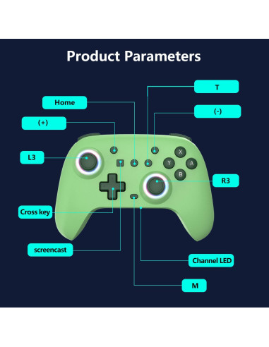Controlador Pro SZYUYU para Switch y PC con LED RGB y Turbo