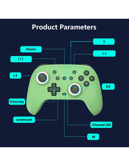 Controlador Pro SZYUYU para Switch y PC con LED RGB y Turbo