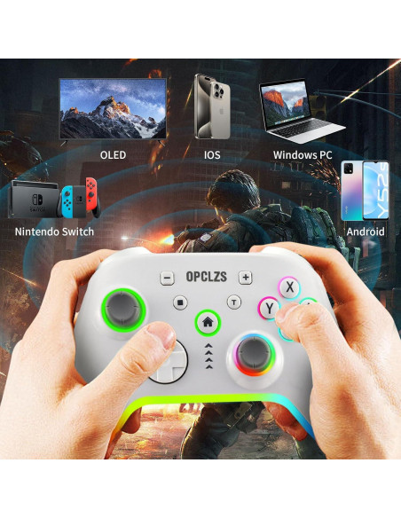 Controlador Inalámbrico Nintendo Switch opclzs RGB - Negro-Blanco