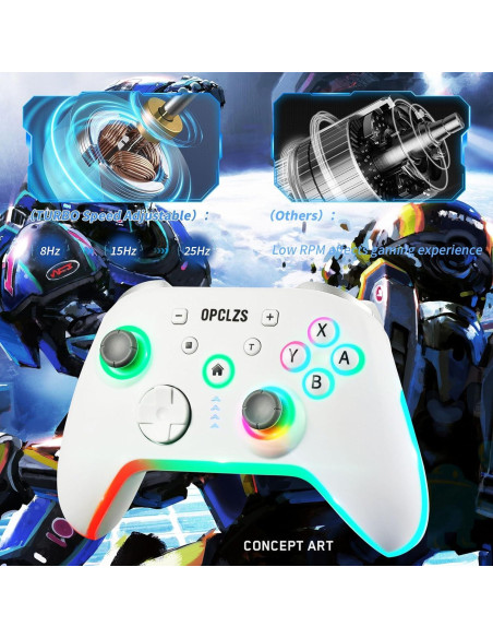 Controlador Inalámbrico Nintendo Switch opclzs RGB - Negro-Blanco