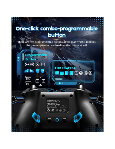 Controlador Pro Inalámbrico BINBOKPLAY para Switch - Gris RGB