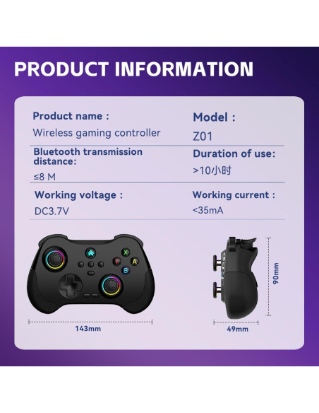 Controlador Inalámbrico Koiiko para iPad/iPhone/Android/PC/Switch - Negro