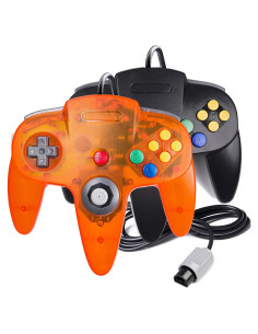 Controlador N64 con Cable Suily - Pack de 2, Negro y Naranja