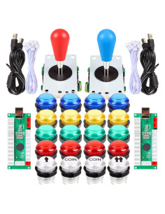 Kit de Joystick y Botones LED Fosiya 8 Vías para Arcade