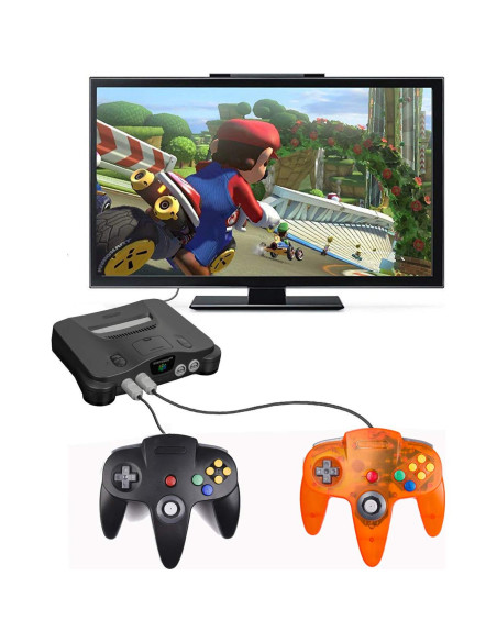Controlador N64 con Cable Suily - Pack de 2, Negro y Naranja