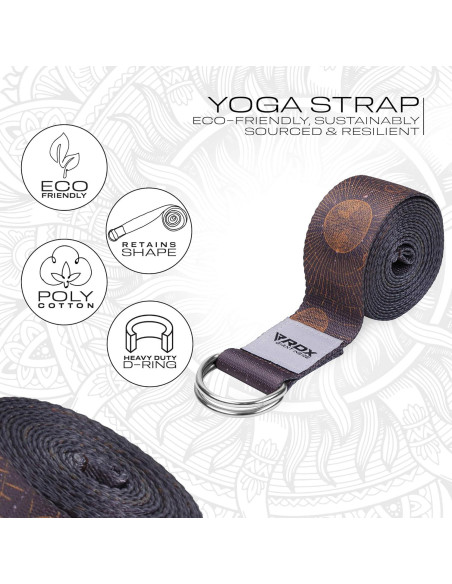 Correa de Yoga RDX 8 pies Ajustable Poliester Algodón