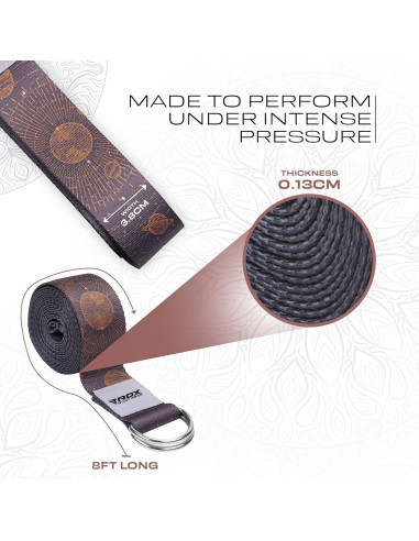 Correa de Yoga RDX 8 pies Ajustable Poliester Algodón