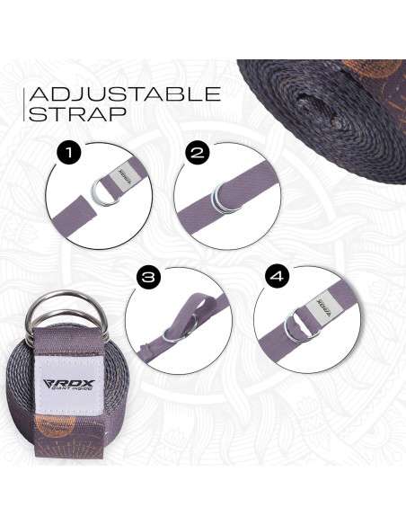 Correa de Yoga RDX 8 pies Ajustable Poliester Algodón