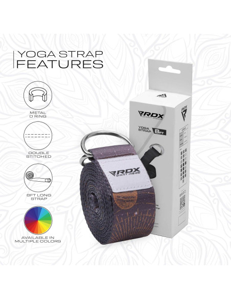 Correa de Yoga RDX 8 pies Ajustable Poliester Algodón