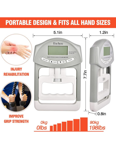 Entrenador de Fuerza de Agarre Eschen 90 kg Ajustable Electrónico