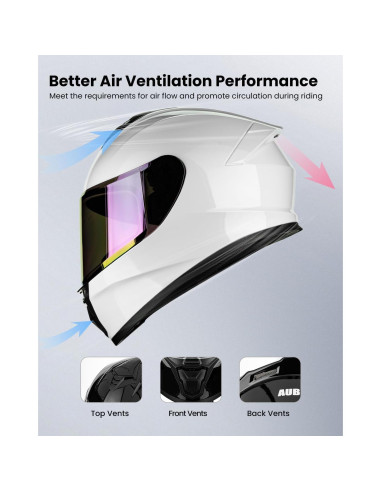 Casco de Motocicleta Auboa AU-T801 Blanco 2XL Ligero