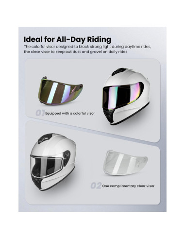 Casco de Motocicleta Auboa AU-T801 Blanco Grande