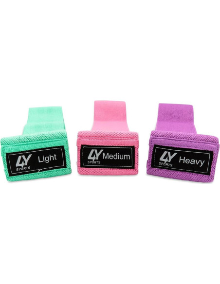 Bandas de Ejercicio de Tela 4Y Sports - Juego de 3 Resistencias