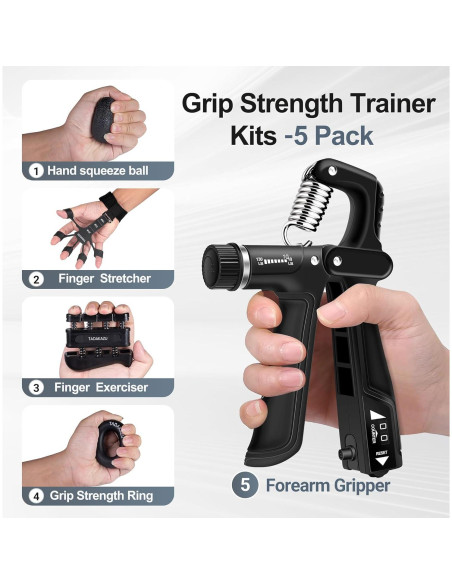 Kits de Entrenador de Fuerza de Agarre TADAKAZU 5 Piezas