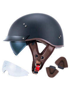 Casco de Moto Half Face VCOROS F-07 Negro Mate XXL