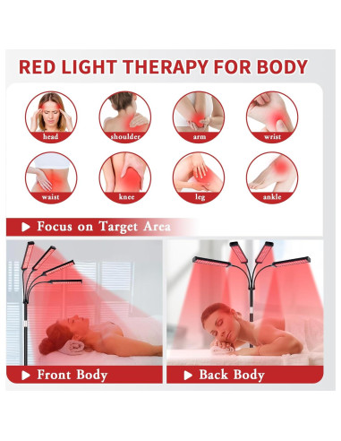 Lámpara de Terapia de Luz Roja SAVILER 4 Cabezas Ajustable