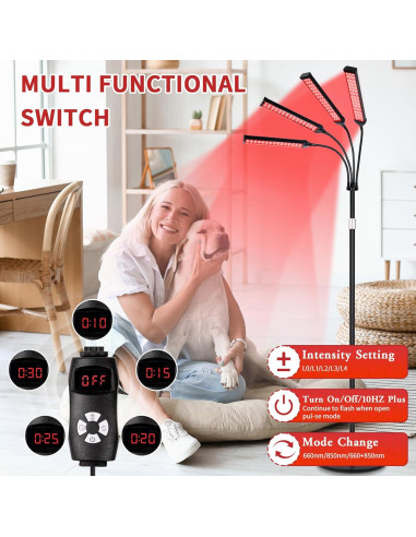 Lámpara de Terapia de Luz Roja SAVILER 4 Cabezas Ajustable