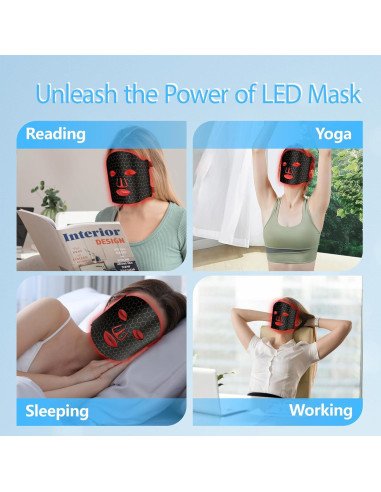 Máscara de Terapia de Luz LED GDWELL FM-01 4 Modos para Piel