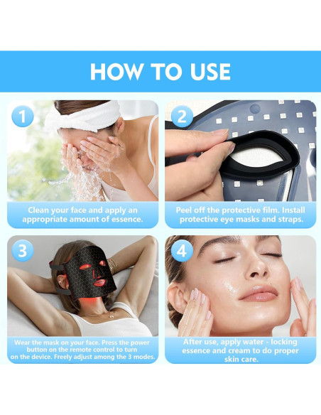 Máscara de Terapia de Luz LED GDWELL FM-01 4 Modos para Piel