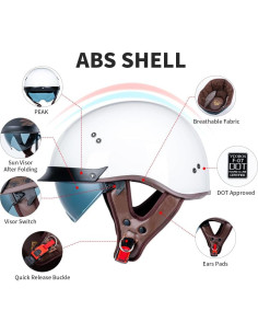 Casco de motocicleta VCOROS F-07 Blanco Brillante L 2