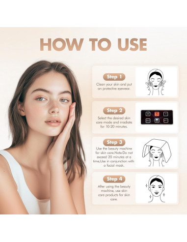 Máscara Facial LED Terapia de Luz Roja y Azul 7 Colores