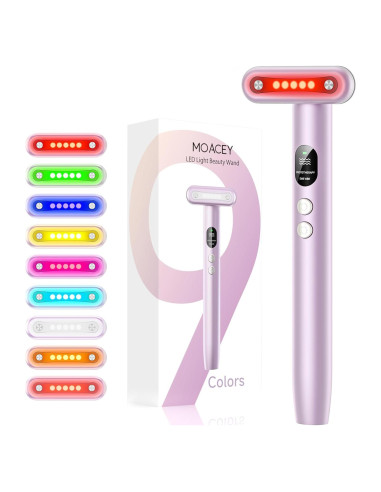 Varita de terapia de luz roja MoAcey 9 en 1 para la cara
