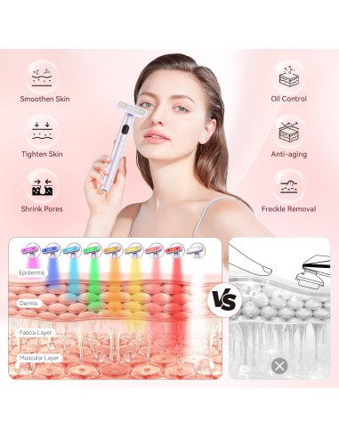 Varita de terapia de luz roja MoAcey 9 en 1 para la cara