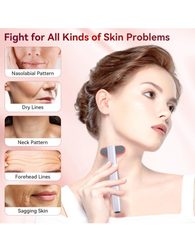 Varita de terapia de luz roja MoAcey 9 en 1 para la cara