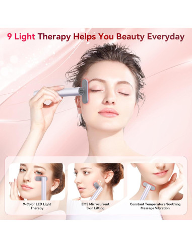 Varita de terapia de luz roja MoAcey 9 en 1 para la cara