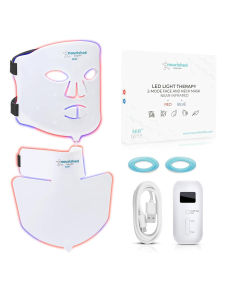 Máscara LED Facial Nourished Bodynskin - Terapia Luz Azul y Roja