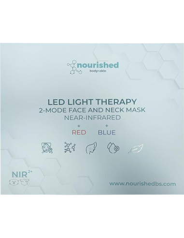 Máscara LED Facial Nourished Bodynskin - Terapia Luz Azul y Roja