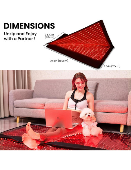 Alfombra de Terapia de Luz Roja T2000 180x89 cm 3600 LEDs