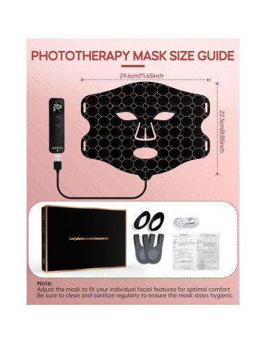 Máscara Facial LED Kivigor M08 con Masaje Vibrante y 4 Modos