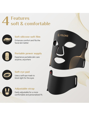 Máscara de Terapia de Luz LED FOLOKE para Cuidado de la Piel