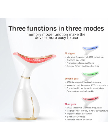 Masajeador Facial Ms.W Luz Roja y Vibración para Piel