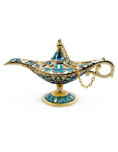 Lámpara Mágica Genio Aladino Hsiwto Decorativa 12 cm Oro/Azul