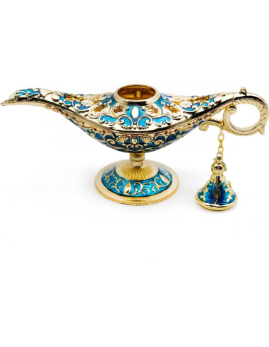 Lámpara Mágica Genio Aladino Hsiwto Decorativa 12 cm Oro/Azul