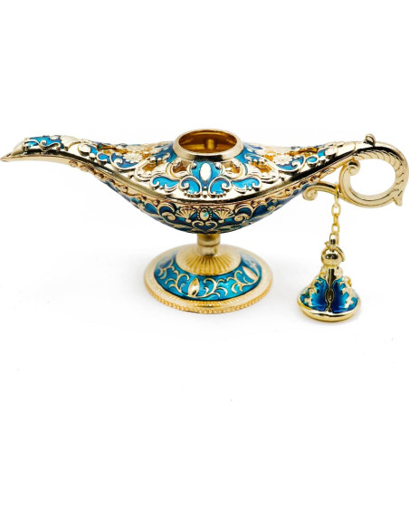 Lámpara Mágica Genio Aladino Hsiwto Decorativa 12 cm Oro/Azul