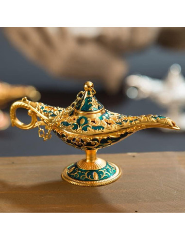 Lámpara Mágica Genio Aladino Hsiwto Decorativa 12 cm Oro/Azul