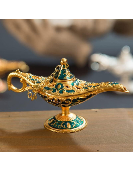 Lámpara Mágica Genio Aladino Hsiwto Decorativa 12 cm Oro/Azul