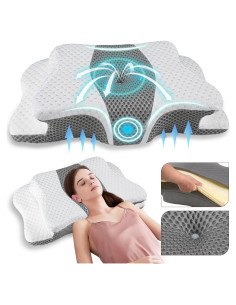 Almohada Cervical QIUBABYO Ajustable Espuma Viscoelástica