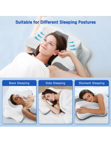 Almohada Cervical QIUBABYO Ajustable Espuma Viscoelástica