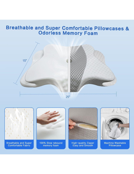 Almohada Cervical QIUBABYO Ajustable Espuma Viscoelástica